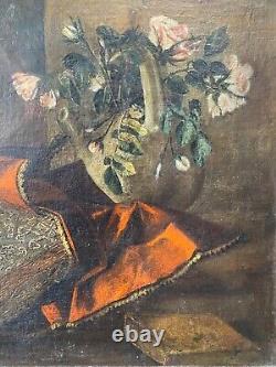 Antique Old 19th c. French Impressionist Still Life DOG Oil Painting, Signed
