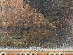 Antique Old 19th c. French Impressionist Still Life DOG Oil Painting, Signed