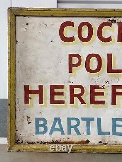 Antique Old 40s Americana Folk Art POLLED HEREFORDS Cattle Ranch Painted Sign