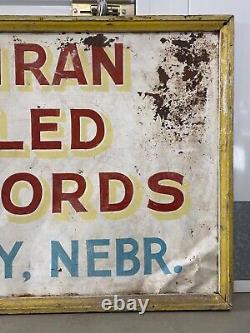Antique Old 40s Americana Folk Art POLLED HEREFORDS Cattle Ranch Painted Sign