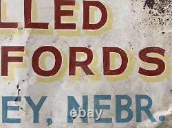Antique Old 40s Americana Folk Art POLLED HEREFORDS Cattle Ranch Painted Sign