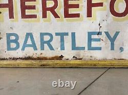 Antique Old 40s Americana Folk Art POLLED HEREFORDS Cattle Ranch Painted Sign