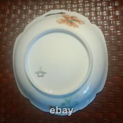 Antique Old Abbey Limoges POPPY Poppies Handled Serving Bowl Signed Dumas C. 1908
