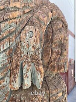 Antique Old American Folk Art Primitive Cigar Store Indian Wood Sculpture 30s