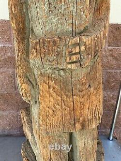 Antique Old American Folk Art Primitive Cigar Store Indian Wood Sculpture 30s