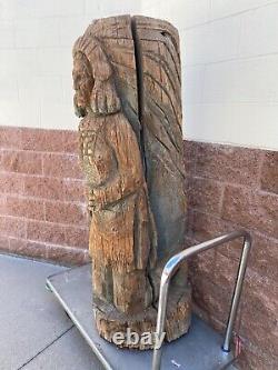 Antique Old American Folk Art Primitive Cigar Store Indian Wood Sculpture 30s