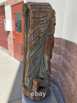 Antique Old American Folk Art Primitive Cigar Store Indian Wood Sculpture 30s