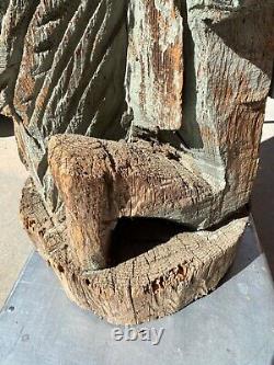 Antique Old American Folk Art Primitive Cigar Store Indian Wood Sculpture 30s