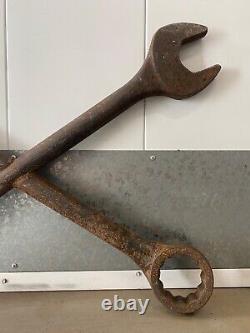 Antique Old American Folk Art Railroad Train Machinist Wrench Tool Trade Sign