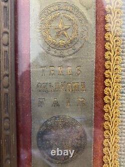 Antique Old American Folk Art WWI Needlepoint Sampler, Texas Oklahoma Fair 24