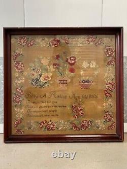 Antique Old Antebellum South American Folk Art Pre Civil War Sampler, 1855