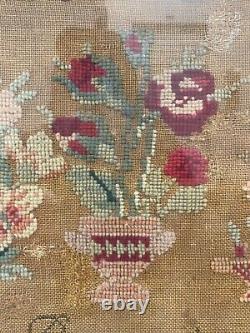 Antique Old Antebellum South American Folk Art Pre Civil War Sampler, 1855