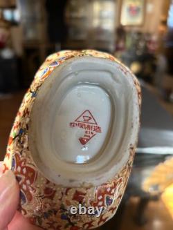 Antique Old Asian Japanese Gilded Satsuma Geisha Footed Small Bowl Signed