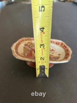 Antique Old Asian Japanese Gilded Satsuma Geisha Footed Small Bowl Signed