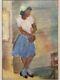 Antique Old Black African American Wpa Social Realism Painting, Signed 1942