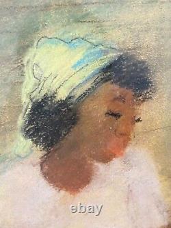 Antique Old Black African American WPA Social Realism Painting, Signed 1942