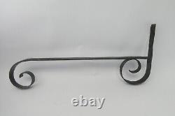 Antique Old Black Wrought Iron Curved Homestead Home Sign Bracket Hanger