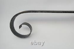 Antique Old Black Wrought Iron Curved Homestead Home Sign Bracket Hanger