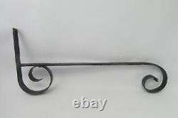 Antique Old Black Wrought Iron Curved Homestead Home Sign Bracket Hanger