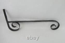 Antique Old Black Wrought Iron Curved Homestead Home Sign Bracket Hanger