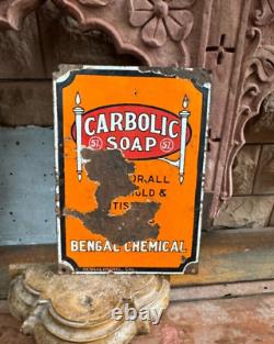 Antique Old Carbolic Soap Household Antiseptic Soap Porcelain Enamel Sign Board