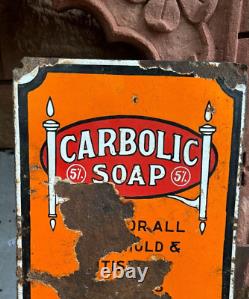 Antique Old Carbolic Soap Household Antiseptic Soap Porcelain Enamel Sign Board