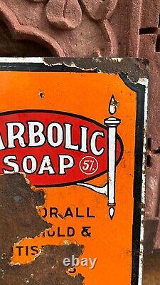 Antique Old Carbolic Soap Household Antiseptic Soap Porcelain Enamel Sign Board
