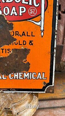 Antique Old Carbolic Soap Household Antiseptic Soap Porcelain Enamel Sign Board