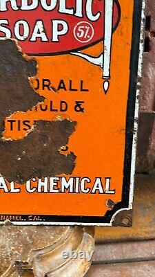 Antique Old Carbolic Soap Household Antiseptic Soap Porcelain Enamel Sign Board