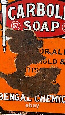 Antique Old Carbolic Soap Household Antiseptic Soap Porcelain Enamel Sign Board