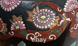 Antique Old China Champleve Cloisonne Enamel Vase Signed