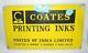 Antique Old Collectible Coates Printing Inks India Porcelain Enamel Sign Board