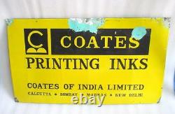 Antique Old Collectible COATES Printing Inks India Porcelain Enamel Sign Board