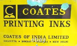 Antique Old Collectible COATES Printing Inks India Porcelain Enamel Sign Board