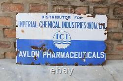 Antique Old Collectible ICI CHEMICAL AD. Old Enamel Porcelain Sign Board