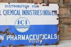 Antique Old Collectible ICI CHEMICAL AD. Old Enamel Porcelain Sign Board