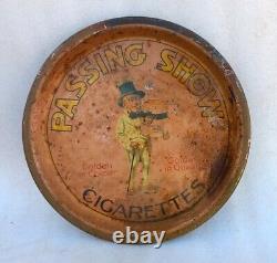 Antique Old Collectible Rare Passing Show Cigarettes Ad Round Litho Print Tray