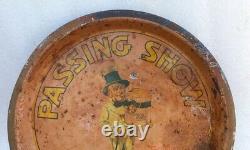 Antique Old Collectible Rare Passing Show Cigarettes Ad Round Litho Print Tray
