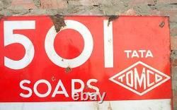 Antique Old Collectible TATA TOMCO 501 Soaps Ad Porcelain Enamel Sign Board