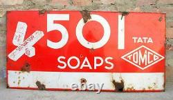 Antique Old Collectible TATA TOMCO 501 Soaps Ad Porcelain Enamel Sign Board