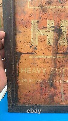 Antique Old Collectible Wall Hanging Framed Shell Oil Adv. Litho Tin Sign Board