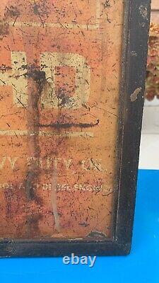 Antique Old Collectible Wall Hanging Framed Shell Oil Adv. Litho Tin Sign Board