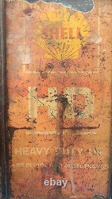 Antique Old Collectible Wall Hanging Framed Shell Oil Adv. Litho Tin Sign Board
