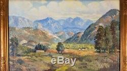 Antique Old Early California Valley Landscape 30 Oil Painting Signed Lovejoy