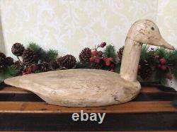 Antique Old Farmhouse Carved Wooden Goose- signed & dated
