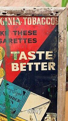 Antique Old GOLDEN VIRGINIA TOBACCOS CIGARETTES Adv. Litho Tin Sign Board Framed