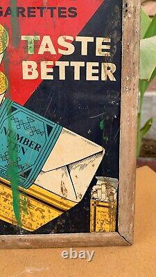 Antique Old GOLDEN VIRGINIA TOBACCOS CIGARETTES Adv. Litho Tin Sign Board Framed