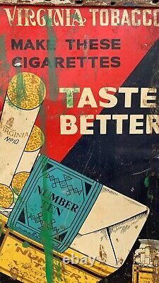 Antique Old GOLDEN VIRGINIA TOBACCOS CIGARETTES Adv. Litho Tin Sign Board Framed