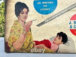 Antique Old G H ZEAL'S ZRM Clinical Thermometer Ad Litho Paper Card Board Sign