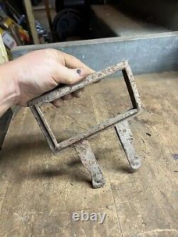 Antique Old Gas Pump Display Price Box Sign Frame Holder Bracket Cast Iron Parts
